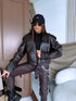Crop faux leather jacket "TOFFEE NUT CV2195-10" - choco